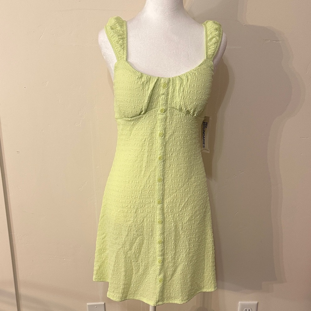 No Boundaries Lime Textured Strap Dress